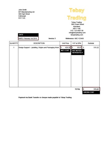 Example of an invoice